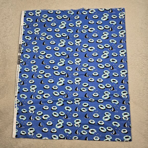 Riley Blake Sharktown Cotton Fabric By Shawn Wallace 41x73 C6352 Nautical Ocean - Picture 2 of 7